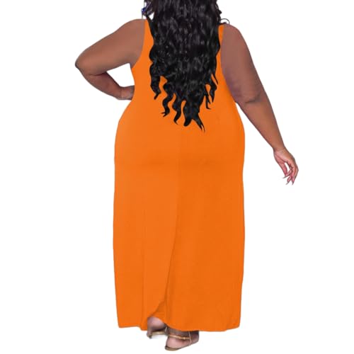 Image of TOPSRANI Womens Plus Size Maxi Dresses for Women Oversize Casual Short Sleeve V Neck Loose Plain Solid Trendy Summer Dress