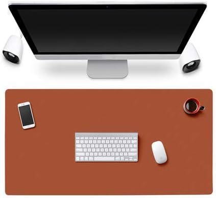 EETU Desk Pad- PU Leather Desk Blotter Laptop Desk Mat Waterproof Desk Writing Pad for Office and Home Keyboard Work Dual-Sided (Brown+Grey)