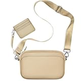 TOPEAST Crossbody Bags for Women - Nylon Shoulder Bag with Leather Card Holder, Multiple Pockets, Lightweight Cross Body Bag for Travel, Hiking, Daily, Brown