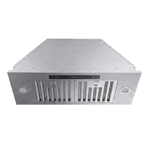 JOCO 30 Inch Range Hood Insert 900 CFM Stainless Steel Built-In Kitchen Vent Hood Convertible for Ducted or Ductless Installation 4-Speed Gesture/Touch/Remote Control Model B01-30G