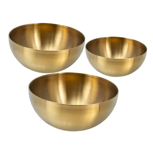 EXHUMKY 3pezzi Ciotole per Insalata in Acciaio Inossidabile Contenitori per Frutta Ciotole per Mescolare Alimenti da Cucina per Noodles