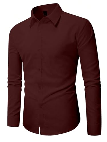 Image of AVANOVA Men's White Long Sleeve, Slim Fit Button Down Dress Shirt for Men | Casual Office Wear | Formal Business Shirts | Stylish Plain Single Breasted Shirt(Shirt 87)
