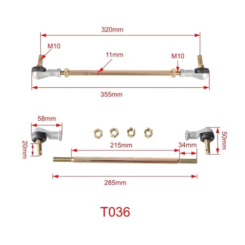 Rótula de dirección M10 de 285mm para brazo de suspensión ATV Fourtrax 250 2