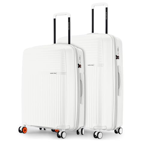 Image of Nasher Miles Krabi Expander Hard-Sided Polypropylene Luggage Set of 2 | 65cm & 75cm | 8 Wheels Medium & Large Trolley Bag for Travel | Suitcase (White)