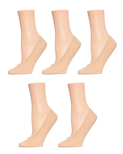 Image of MeMoi Women's 5 Pair Pack Fine Edge Nylon No Show Liner Socks
