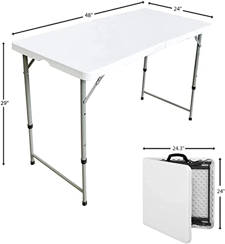 Amazingforless Outdoor Dining Table Plastic Camping Table Portable Party Table With Carrying Handle (4Ft, 6Ft, 8Ft) (4Ft) #TOP2