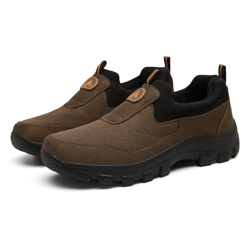 Tokouk Men's Leather Comfortable and Breathable Orthopedic Hiking Shoes, Casual and Lightweight Slip-On Walking Boat Shoes, Outdoor Non-Slip Sneakers.2