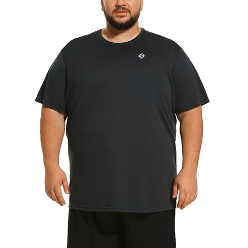 HOdo Big and Tall Mens T-Shirt Crewneck Tees Moisture Wicking Grey 6XL