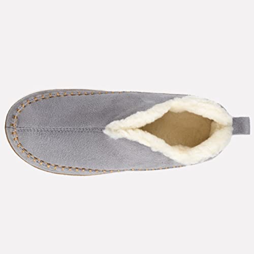 Wishcotton Women's Ankle Bootie Moccasin Slippers，Ladies Warm Winter Indoor Outdoor House Shoes With Memory Foam Grey 6 M Us #TOP3