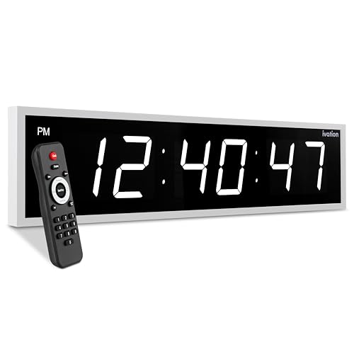 Image of Ivation Oversized Digital Wall Clock with Large LED Display & Timer, 24 inch