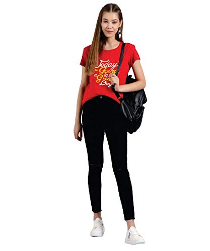 Image of KOTTY 2Pc Women's Printed T-Shirt (D-Red&SkyBlue,S)