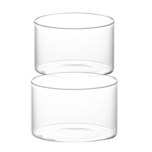 ULTECHNOVO Vasos de Pudín Transparentes de Vidrio 2 Piezas, Tazas Multifunción para Postres, Helados y Yogur, Resistentes al Agua y Antideslizantes, Capacidad Grande para Uso en Cocina