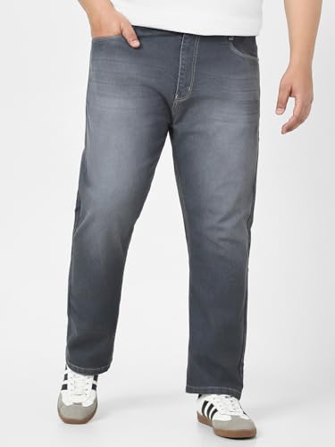 Image of Urbano Plus Men's Straight Fit Mid Rise Washed Jeans Stretchable