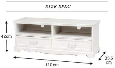 ホワイト色 (白色) テレビ台 110幅コンパクトローボード アンティーク風 完成品