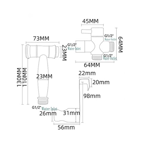 Bidet de mano para inodoro dorado en baños modernos y funcionales 8