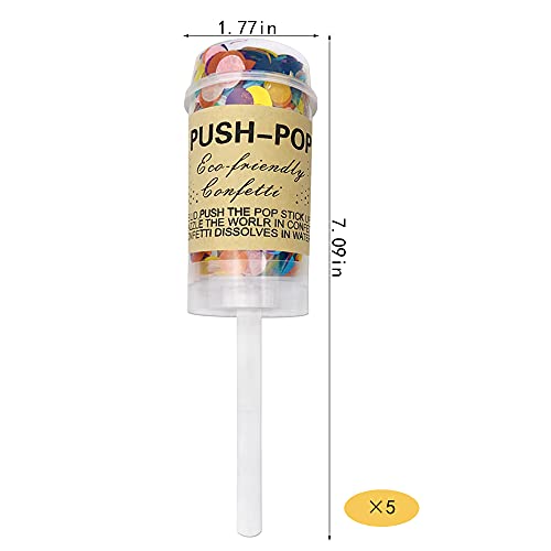 5 PCS Confetti Push Pop Colorful Containers Sprinkle Confetti Paper Poppers for Graduation Wedding Baby Shower Christmas New Year Birthday Party Bridal Anniversary Fiesta Favors Supplies (Colorful) - Thumbnail 2