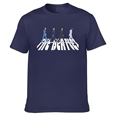 FSIGOM The Beatles Men's Cotton Regular-Fit Short-Sleeve Graphic Tees Print Cool Funny T-Shirts Best Gifts for Spring Summer Autumn Fallnavy XL Cover