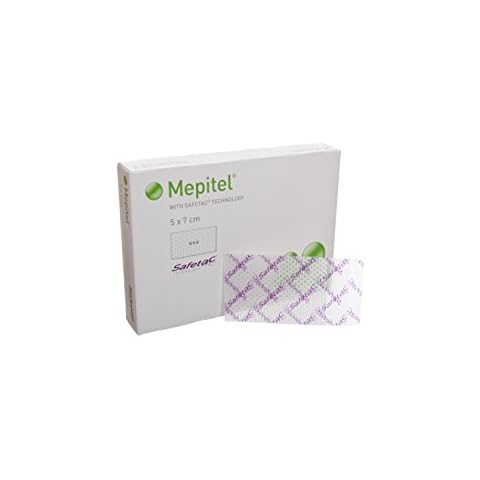 Mepitel ME290500 Soft Silicone Wound Contact Layer with Safetac Technology, 5 cm Width, 7 cm Length (Pack of 5) Cover