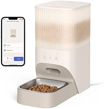 Nooie Pet Feeder, Smart Automatic Cat Feeder, 2.4GHz Wi-Fi, 3.8L Dry Food Dispenser, Portion Control, Low Food Detection, Real-Time Alerts, Clog-Free, Stainless-Steel Bowl, Suitable for Small Dogs