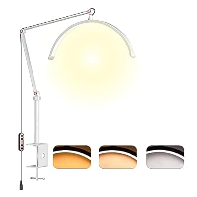CJSGY Led Half Moon Light for Lashes, Tattoo Lamp, Estheticians Light, Desk Lamp, Swing Arm Light, Lash Lamp,White