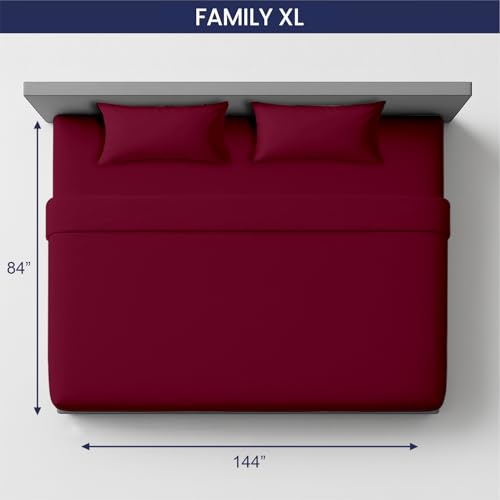 Image of SGI Bedding 144 inchx84 inch 4 Pc Family XL Sheet Set 600 TC 12 inch Deep, Burgundy
