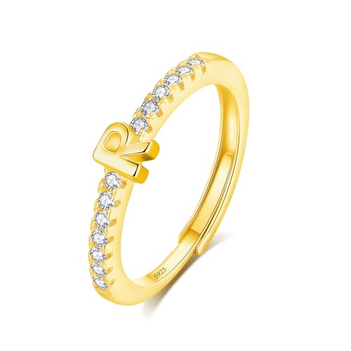 Bague lettre R en argent 925 ajustable à porter au quotidien pour un style empilable tendance