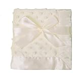 American Baby Company Heavenly Soft Chenille Security Blanket, 2-Layer Design with Minky Dot & Silky Satin, Cream, 14' x 14' for Boys and Girls