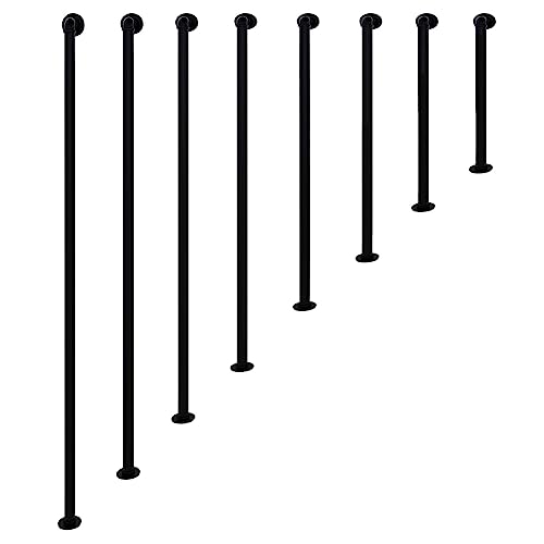 Corrimano per scale in stile semplice e moderno, ringhiera in ferro battuto, montaggio laterale, a forma di L, per garage, portico, giardino, decorazione (dimensioni: 100 cm)