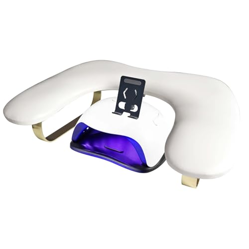 Yizhuo Ergonomic Nail Arm Rest with Adjustable Phone Holder - Comfortable Hand Rest for Manicure Professional Manicurist Hand Rest for Relaxing Viewing Experience During Nail Art