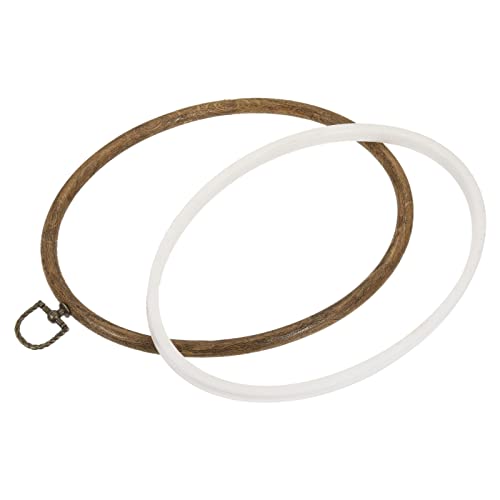 Image of MECCANIXITY Embroidery Hoop Frame 9x6 Inch Oval Imitated Wood Cross-Stitch Ring for Art Craft Sewing Ornament