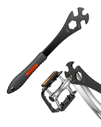 Pawfly 3 in 1 Fahrrad Pedalschlüssel 15/16/24 mm 320 mm Extra Lang für Kurbelabzieher & Tretlagerreparatur. Multifunktional für Fahrradrad Pedalnabe Achsmutter Entferner Radschlüssel Schwarz