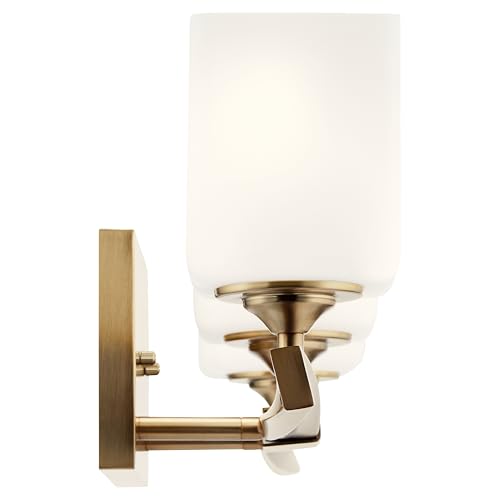 Image of Kichler Marette 23 inch 3-Light Bathroom Vanity Light Fixture with Satin Etched Cased Opal Glass in Champagne Bronze for Bathroom and Powder Room (23 inch x 8.25 inch x 6 inch), 55002CPZ