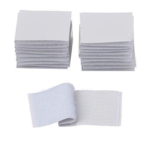 Preisvergleich Produktbild ECENCE 18x Klett Klebepads selbstklebend, quadratisch wiederverwendbares Klettpad für Auto, Haushalt, Wände, Boden, Extra stark, Befestigung ohne Bohren Weiss