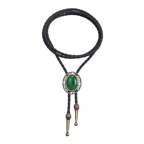 Image of AZORA Western Cowboy Bolo Tie Men Leather Necktie Leather Cord Turquoise Stone Bolo Ties for Men Women