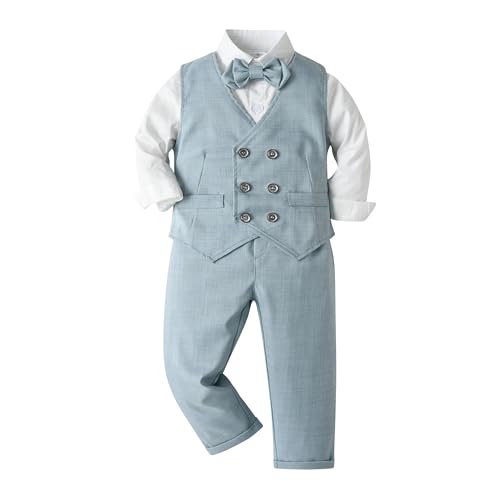 Image of Mud Kingdom Boys Suits for Weddings White Shirts, Vests and Pants Clothes Sets