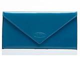 Big Skinny Women's Slimvelope Leather Tri-Fold Checkbook Slim Wallet, Holds Up to 40 Cards, Ocean Blue