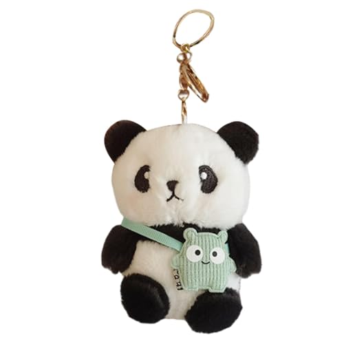 Raxove Lustiger Pandabär-Schlüsselanhänger, niedlicher weicher Plüsch-Panda-Taschen-Anhänger | Plüsch-Schlüsselanhänger für Rucksack, Autoschlüssel, Handy, Tasche und mehr für Damen und Herren,