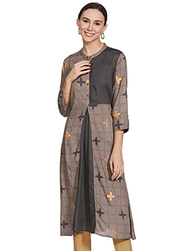 Image of Max Women's Rayon Printed Three-Quarter Sleeves A-Line Kurta