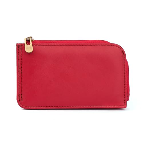 Multi-Card Coin Purse Simple Folding Short Card Holder Retro Wallet(Red)