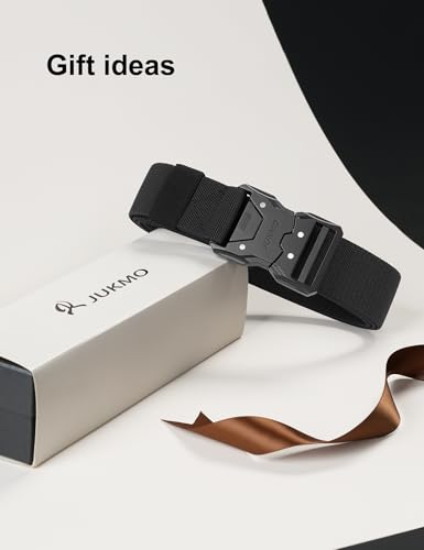 JUKMO Quick Release Tactical Belt, Military Work 1.5" Nylon Web Hiking Belt with Heavy Duty Seatbelt Buckle