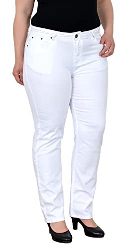 ESRA Jeans Damen High Waist Straight-Fit Jeans-Hose Gerade Schnitt Hose hoher Bund Plussize Große Größe Damen Stretch-Jeans Gerades Bein Hoch-Bund bis Übergröße FG4 Cover