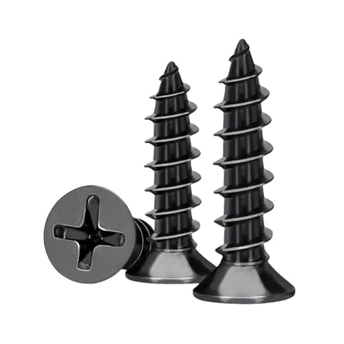 Black Carbon Steel Cross Phillips Flat Countersunk Pan Head Self-Tapping Wood Screws(M3-50Pcs,6mm)