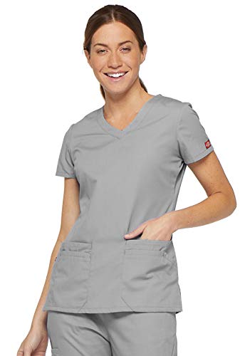 Image of Dickies Women's Jr. Fit V-Neck Scrub Top Multiple Patch Pockets