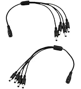 UpperFu 2pcs CCTV DC Power Splitter Cable 5.5mm x 2.5mm Female Jack to 4 Male Splitter Connector ...