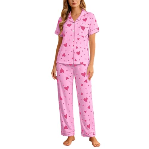 Pyjama femme imprimé cœur idéal pour vos moments de détente à la maison
