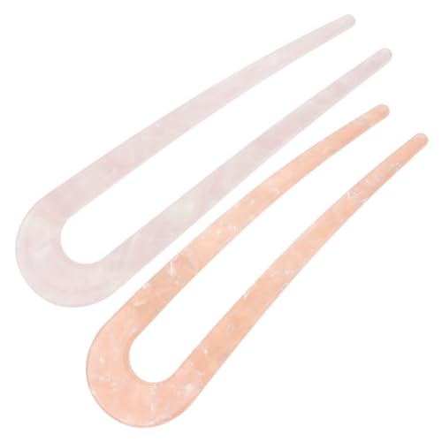 Homoyoyo 2 pezzi Fermagli Forcella U in Acetato Accessori Pratici per Chignon Decorazioni Eleganti per Cerimonie e Colori Rosa e