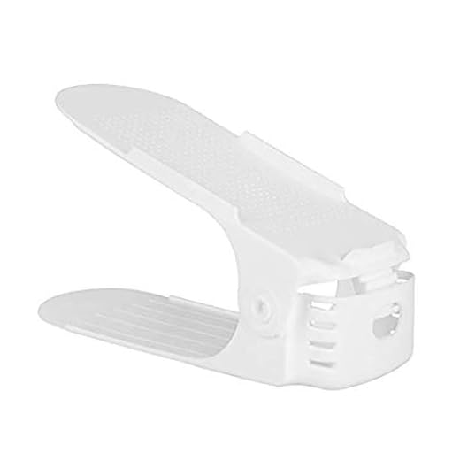 Adjustable Durable Plastic Shoe Storage Rack Space-Saving Organizer for Home Textile Housekeeping & Closet (White, One Size)