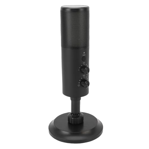 Yunseity USB Gaming Microphone for PC, Noise Cancellation Condenser Mic with RGB Lights, Cardioid Condenser Microphone for Mobile Phone Live Streaming Recording for OS X and for Win