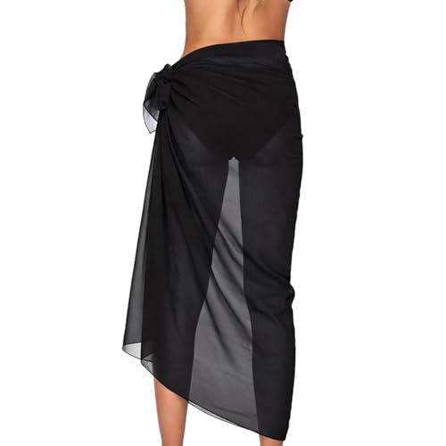 YREYBN Black Sarong, Sarongs for Women, Beach Cover Ups for Women UK, Beach Sarongs for Women UK, Black Beach Cover Up, Beach Wraps for Women, Elegant Long Black Beach Dress