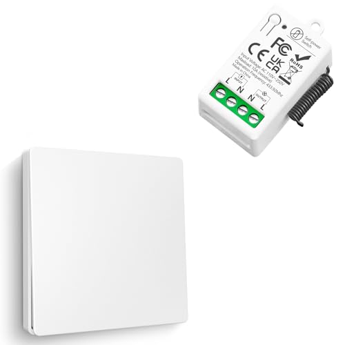 Interruptor De Luz Inalámbricas Autoalimentado, Tedeligo Sin Batería Interruptor A Prueba De Agua 220V 10A Relé Transmisor De Radio Rango De Control De 50M Para Iluminación De Lámpara (1 a 1)